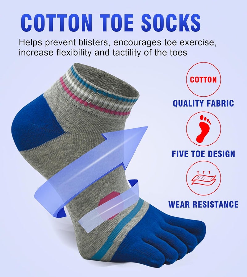 Fasot Women Toe Socks 5 Finger Cotton Wicking Athletic 6 Pack 3 Pack - Image 2